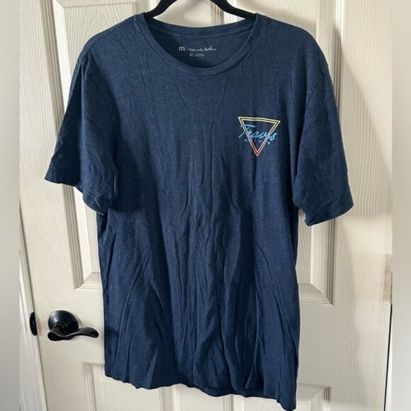 Travis Mathew Logo T-Shirt Blue Palm Trees Triangle Back Graphic Sz Medium Golf - Picture 16 of 16